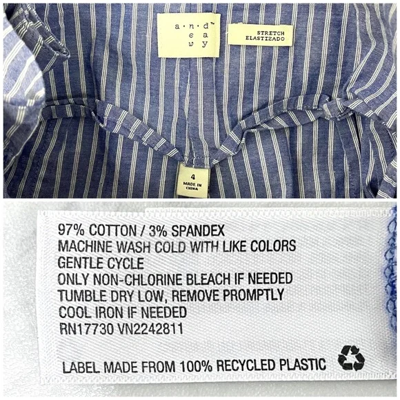 A New Day- Blue Stripe Wide Leg Crop Pant Size 4. - Picture 7 of 7